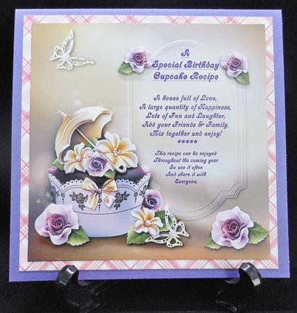 A Special Birthday Cupcake Recipe (1) 8" x 8" Card Topper by Michelle Chivers