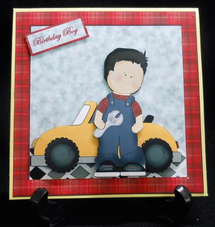 Little Car Mechanic Card with Decoupage by Michelle Chivers