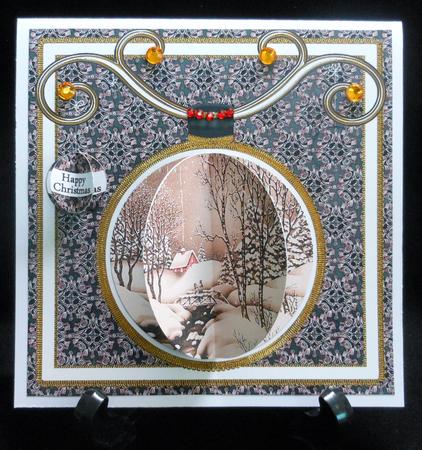 Winter Walk Black 3D Bauble 8in Card Front Mini Kit by Michelle Chivers