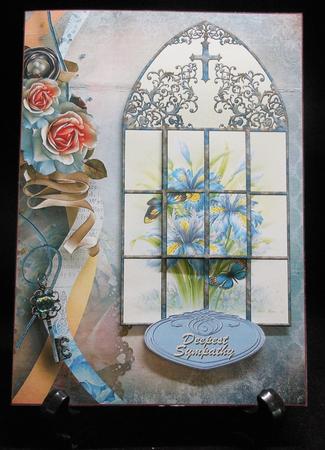 Frilled Iris in Church Window - Thinking of You - Sympathy by Michelle Chivers