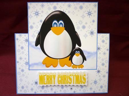 A4 Winter Penguin-over the Edge Card by Michelle Chivers