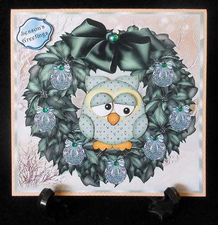 Beautiful Christmas Owl Poinsettia Wreath by Michelle Chivers