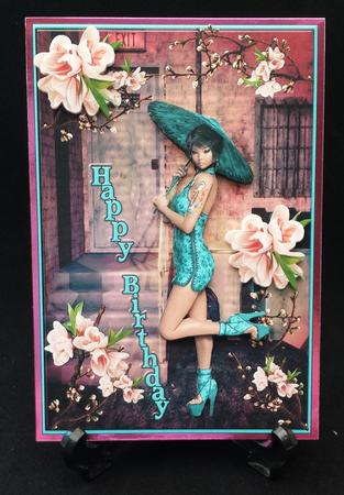 Oriental Female Birthday Card by Michelle Chivers