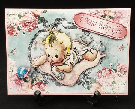 Sweet Baby Girl in Vintage Rose Frame by Michelle Chivers