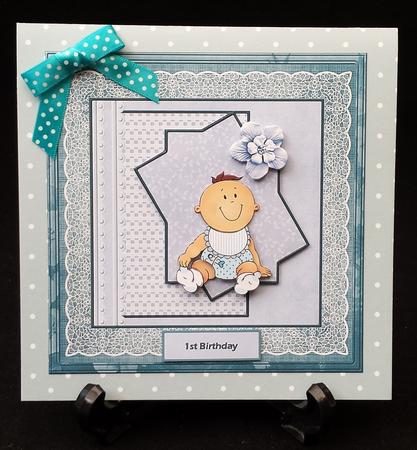 Baby Boys Birthday 8x8 Card and Decoupage by Michelle Chivers