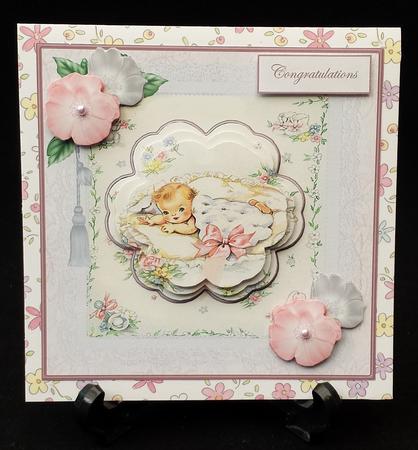 Vintage Baby Card with a Petal Stacker by Michelle Chivers