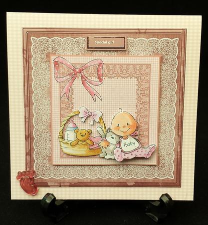 Baby Girl and Cat 8x8 Card Mini Kit by Michelle Chivers