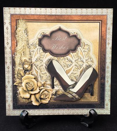 Classy Lady in Browns and Golds Shoe Card Topper by Michelle Chivers