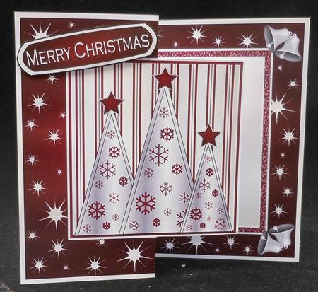 Silver Snowflakes Trees Fold Back Burgundy by Michelle Chivers