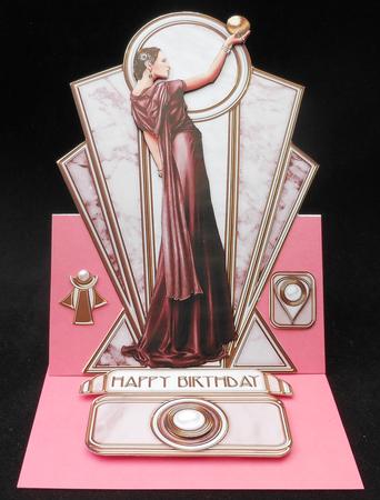 Pandore Art Deco Shaped Panels (dark Pink) by Michelle Chivers
