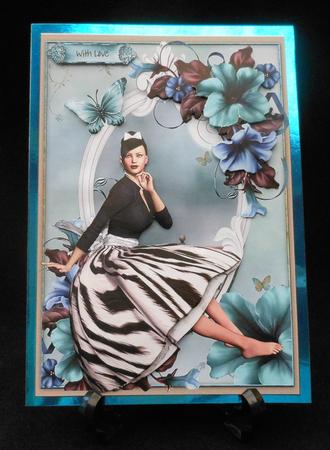 Vintage Style Teal Petunia Lady by Michelle Chivers
