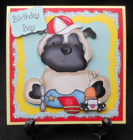 Pug Dog with Boy Toys 1 by Michelle Chivers