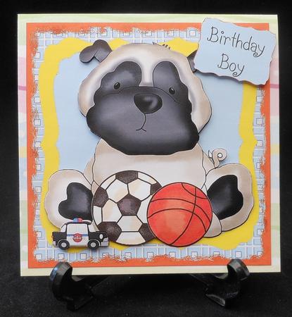 Pug Dog with Boy Toys 3 by Michelle Chivers