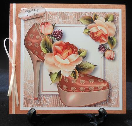 Stunning Shoes Lacey Square - the Milan - Peach Roses by Michelle Chivers