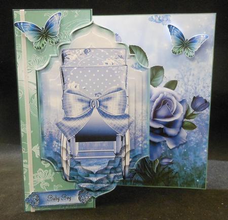 No Holes Fold Baby Boy Pram Card Kit by Michelle Chivers