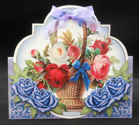 Blue Flower Basket Fancy Over 3D Mini Card Kit by Michelle Chivers