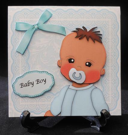 Baby Boy Brown Hair in Blue Baby Grow 8x8 Mini Kit by Michelle Chivers