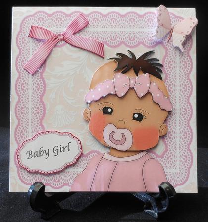 Brown Hair Baby Girl in Pink Baby Grow 8x8 Mini Kit by Michelle Chivers