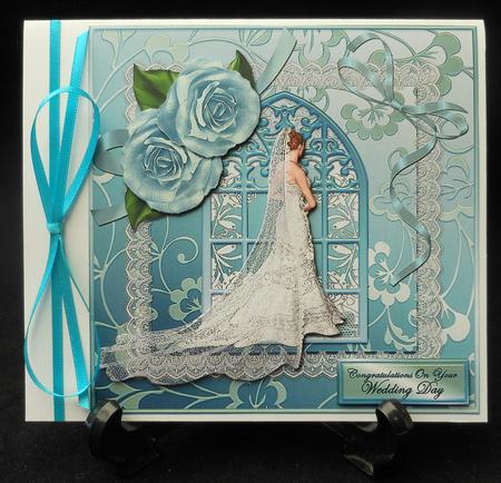Teal Wedding Day Congratulations Large Card Front by Michelle Chivers