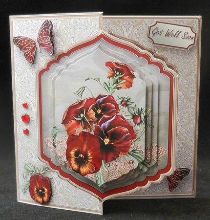 Red Pansies Offset Card Mini Kit by Michelle Chivers