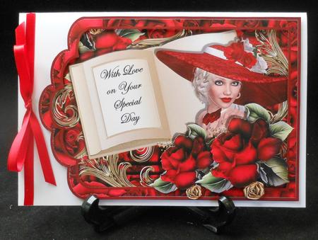 Tag Shaped Card with Book Topper - Roses by Michelle Chivers