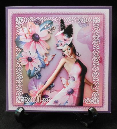 Pink Lady Butterfly Card Front by Michelle Chivers