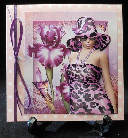 Beautiful Purple Iris Lady Card Front Kit by Michelle Chivers