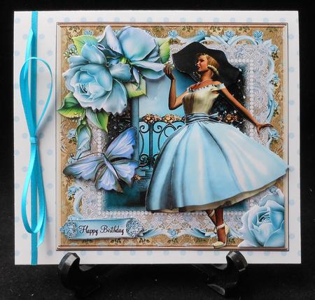 Beautiful Blue Silky Rose Card Front Kit by Michelle Chivers