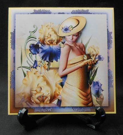 Yellow Iris Lady Card Front by Michelle Chivers