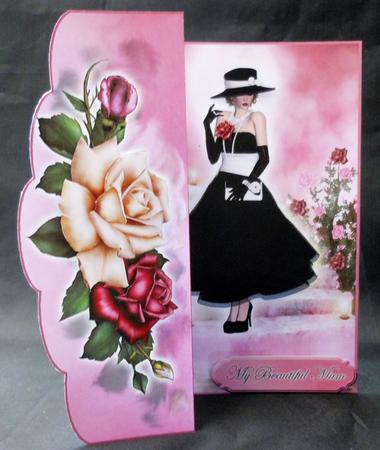 Elegant Lady and Roses- Fold Back Card by Michelle Chivers