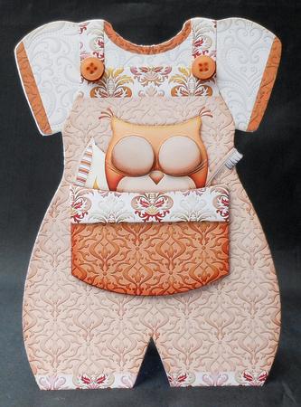 Baby Romper Shaped Card Orange Owl by Michelle Chivers
