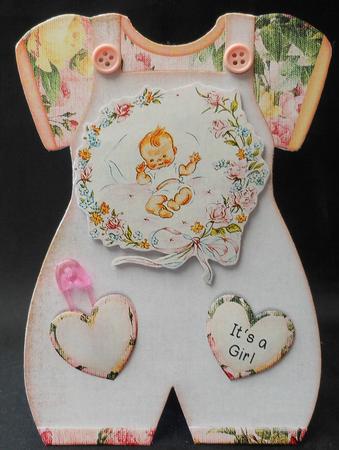 Baby Romper Shaped Card Vintage Baby by Michelle Chivers