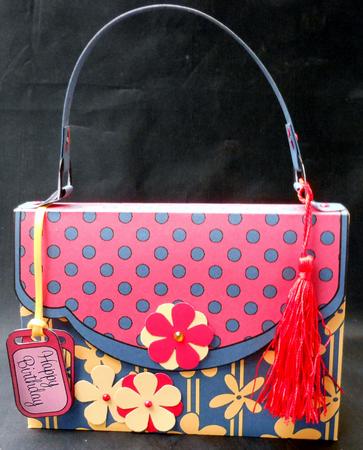3D Elegant Dots & Flowers Handbag Treat or Favour Box Kit by Michelle Chivers