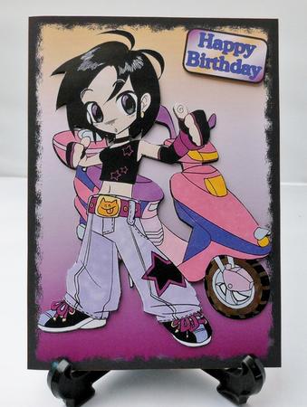 Manga Girl with Scooter 1 by Michelle Chivers