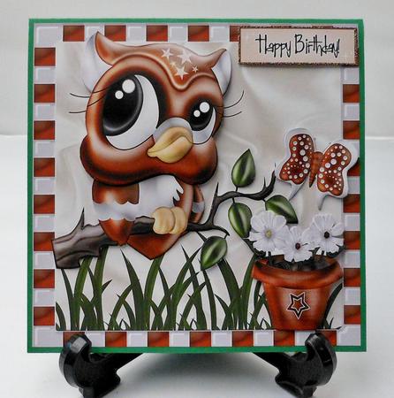 Cute Brown Owl on a Branch 8x8 Mini Kit by Michelle Chivers