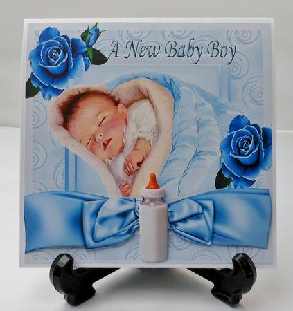 Cute in Blue Baby Boy with Roses 8x8 by Michelle Chivers