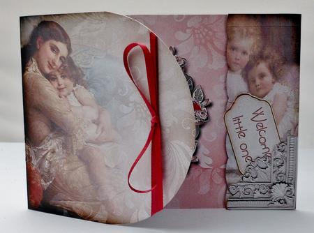 Flap Wrap Around Card Vintage Girl by Michelle Chivers