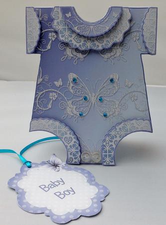 Baby Boy Blue Romper Shaped Card Kit by Michelle Chivers