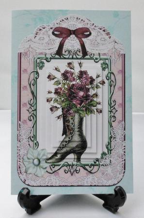 Pretty Vintage Boot with Lilac Flowers Pyramids by Michelle Chivers