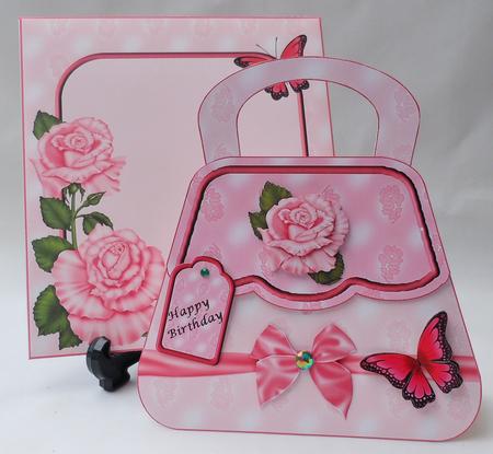 Pink Rose Handbag Card Kit by Michelle Chivers