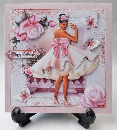 Beautiful Pink Butterfly Petticoat Dress Beauty Card Front by Michelle Chivers