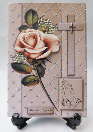 Sympathy Roses,cross & Praying Hands -  by Michelle Chivers