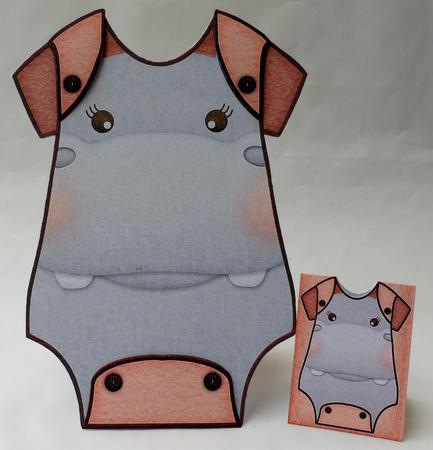 Baby Jumpsuit Shape Card Hippo by Michelle Chivers