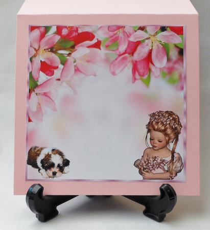Girl Sitting with Her Puppy 7x7 Insert by Michelle Chivers