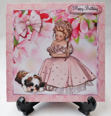Pretty Girl Sitting with Her Puppy in the Summer 7x7 by Michelle Chivers
