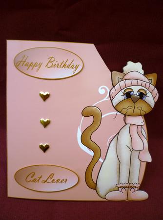 Cat Lover Teardrop Card Happy Birthday by Michelle Chivers