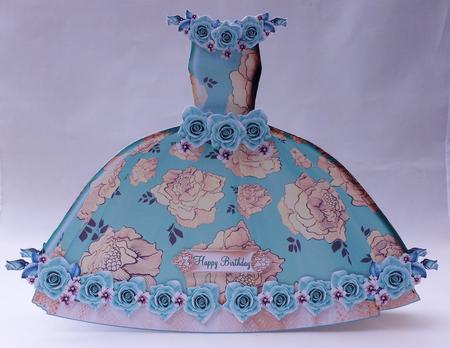 Beautiful Antique Dress Shaped Card by Michelle Chivers