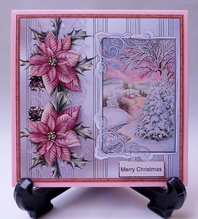 Snow Covered Trees and Poinsettia by Michelle Chivers