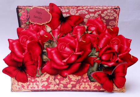Beautiful Red Rose Suitcase Shaped Card Kit by Michelle Chivers