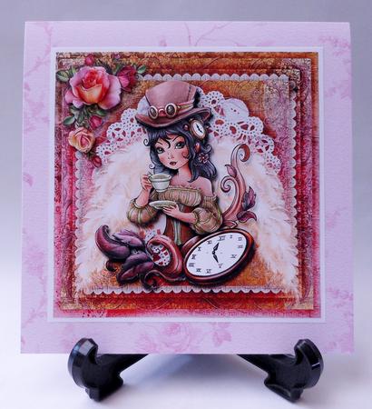 7 x 7 Card Topper and Insert Feathers Steampunk by Michelle Chivers